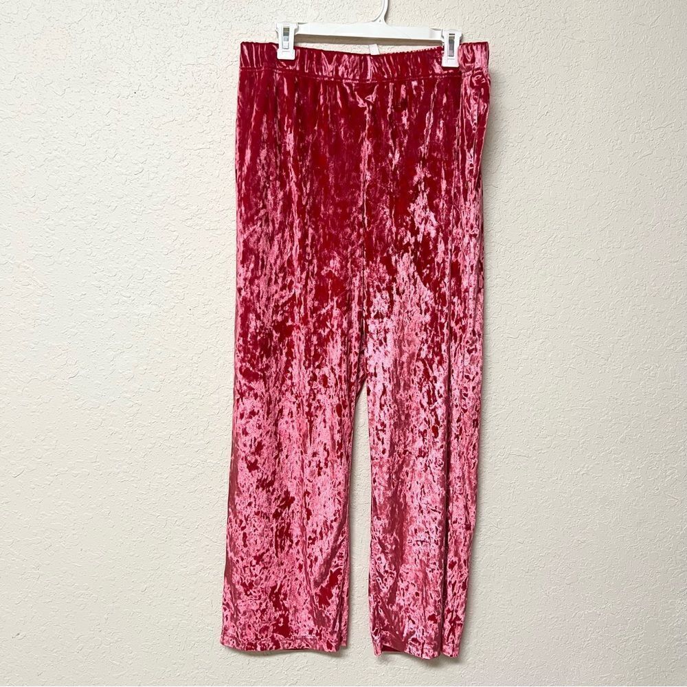 Fabletics Go-To Crushed Velour Wide Leg Pant Women's Size 2XL Strawberry Red